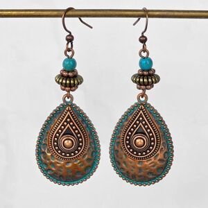 Western Boho Earrings Teardrop Bronze Jewelry Vintage Boheme